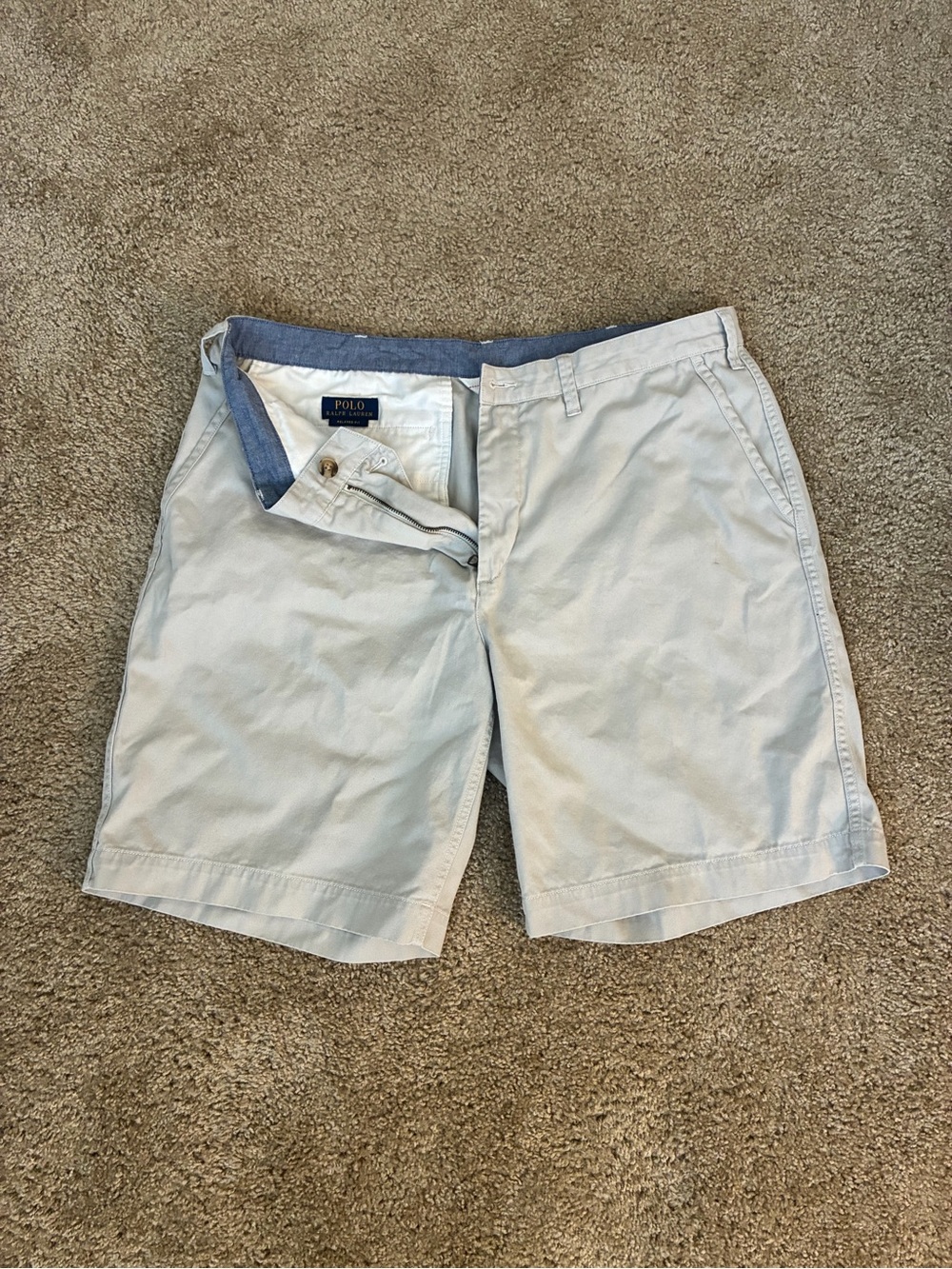 Polo by Ralph Lauren Light Beige Men's Flat-Front Shorts